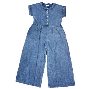 Mittoshop Denim Blue Button-Up Jumpsuit